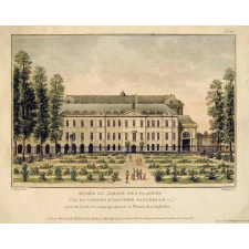 Musée du Jardin des Plantes. Vue du Cabinet d'Histoire Naturelle prise du Jardin. On remarque derrière la Maison des Orphelins.