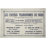 Buvard publicitaire. Les Papiers Transformés du Nord.