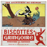 Buvard publicitaire. Biscottes Gringoire. Le lièvre et la tortue - n°2. 