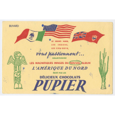 Buvard publicitaire. L'Amérique du Nord. Chocolats Pupier.