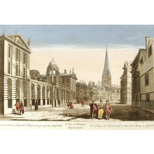 Vue d'Optique représentant Le College de l'Université, et celui de la Reine a Oxford. Universitatis ac Reginae Collegiorum prospectus Oxfordiae. 63.