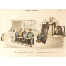 Quoi ! personne au banc du milieu... vous aurez tous des oreilles d'ânes. / Mayeux instituteur. N°6.