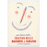 Buvard publicitaire. Crayon-bille Baignol & Farjon. Tête stylisée. 