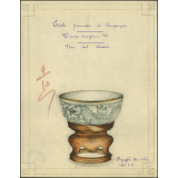 Cochinchine/Dessin de mémoire : un bol indigène décoré.