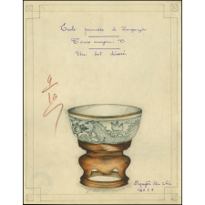 Cochinchine/Dessin de mémoire : un bol indigène décoré.