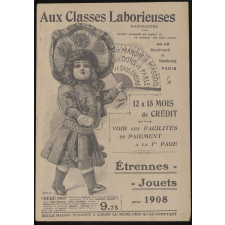Aux Classes Laborieuses, nouveautés. Étrennes, jouets pour 1908.