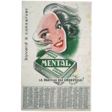 Buvard publicitaire. Mental. Calendrier de 1954.