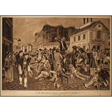 Tableau mural. N°21- La rue Saint-Antoine pendant l'attaque de la Bastille (14 juillet 1789).