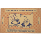 Buvard publicitaire. Caisse nationale d'assurances sur la vie. 