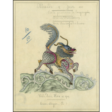 Cochinchine/Dessin d'imitation : une licorne fabuleuse.
