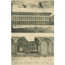 Studio Publico in Bologna. College de Boulogne. La meta della facciata. la moitié de la façade. Le Dedans ou la cour du College.