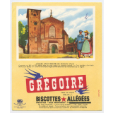 Buvard publicitaire. Biscottes allégées Grégoire. L'église Saint-Michel de Gaillac (Tarn).