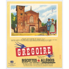 Buvard publicitaire. Biscottes allégées Grégoire. L'église Saint-Michel de Gaillac (Tarn).