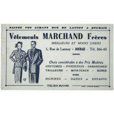 Buvard publicitaire. Vêtements Marchand Frères - Roubaix.