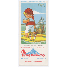 Buvard publicitaire. Biscottes Magdeleine. Il était un petit navire.