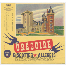 Buvard publicitaire. Biscottes allégées Grégoire. Château de Pau (Basses-Pyrénées).