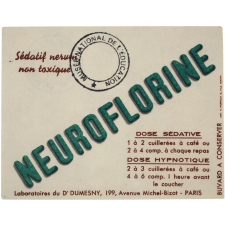 Buvard publicitaire. Neuroflorine.