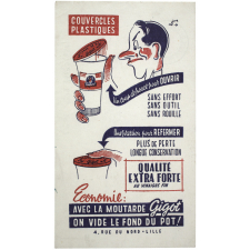 Buvard publicitaire. Moutarde Gigot. Couvercles plastiques.