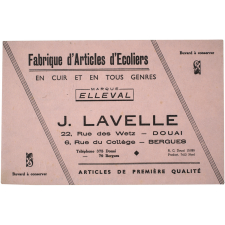 Buvard publicitaire. Fabrique d'Articles d'Écoliers J. Lavelle - Douai.