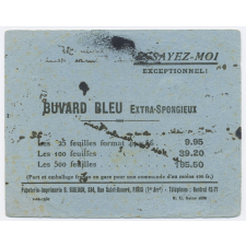 Buvard publicitaire. Buvard Bleu extra-spongieux.