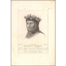 Francesco Petrarca nato in Arezzo l'anno 1304. Fu solennemente coronato Poeta in Roma nel 1341. Guinto all'età di anni 70 mori' in Arquata presso Padova.