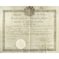 Diplôme de licencié en droit.