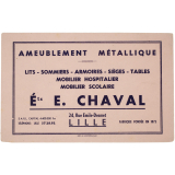 Buvard publicitaire. Ameublement métallique. Ets E. Chaval.