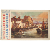 Buvard publicitaire. Chewing Gum Bell et Flan Mireille. Buvard N° 43. Port de pêche. 