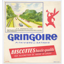 Buvard publicitaire. Biscottes Gringoire. Autoroute de l'Ouest.
