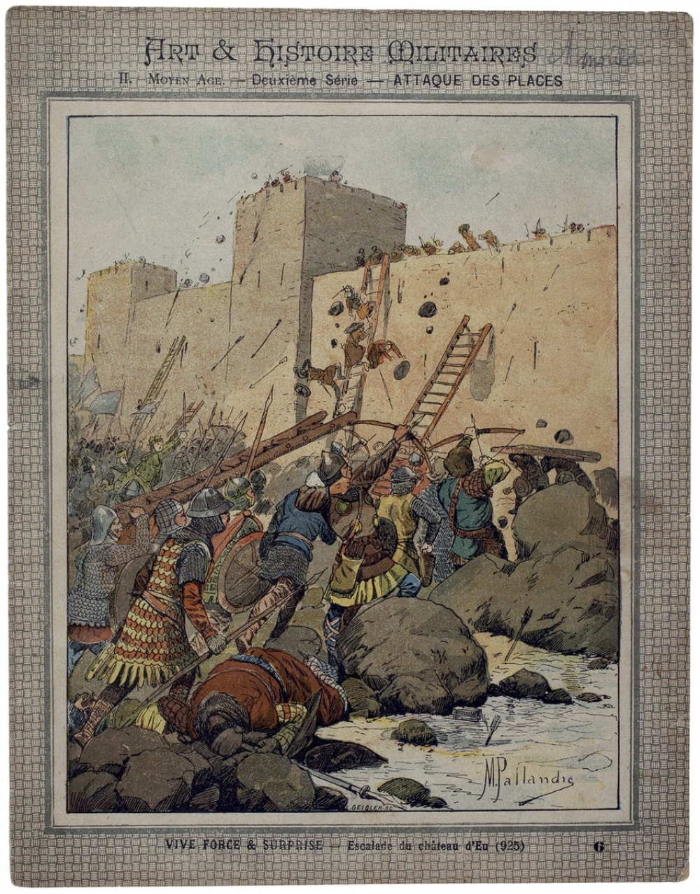 Escalade du château d'Eu (925) - Art et Histoire militaires - Deuxième Série-Attaque des places. II. Moyen Age. N°6.   