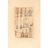 Planche: instruments pour des expériences sur le vide et les gaz. 