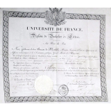 Université de France - Diplôme de Bachelier ès Lettres. Au nom du Roi.