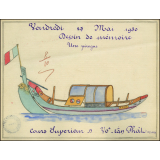 Cochinchine/Dessin de mémoire : une pirogue indigène.