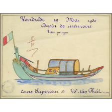 Cochinchine/Dessin de mémoire : une pirogue indigène.