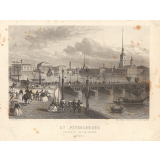 St Pétersbourg. Vue prise du pont de Troizkoi (Russie).