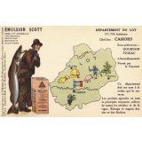 Émulsion Scott - Débilité générale, croissance, dentition, bronchite, rachitisme - Département du Lot - 171.776 habitants - Chef-Lieu : Cahors - Sous-préfectures : Gourdon, Figeac.