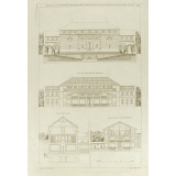 Elévations et Coupes d'Institution Polytechnique de E. M. J. Lemoine d'Essoies, rue neuve Berri, bâtie par Charles Aubert Architecte. 