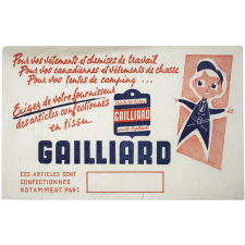 Buvard publicitaire. Tissu Gailliard.