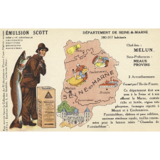Émulsion Scott - Débilité générale, croissance, dentition, bronchite, rachitisme - Département de la Seine-&-Marne - 380.017 habitants - Chef-Lieu : Melun - Sous-préfectures : Meaux, Provins.
