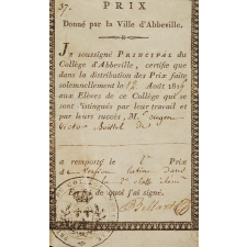 Ex-praemio . Prix donné par la ville d'Abbeville.