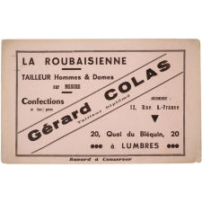 Buvard publicitaire. Gérard Colas. Tailleur Hommes & Dames.