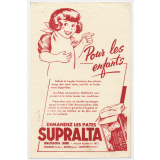 Buvard publicitaire. Pâtes Supralta. Pour les enfants.