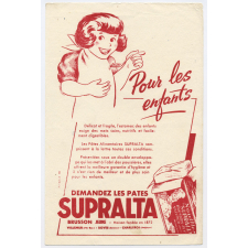 Buvard publicitaire. Pâtes Supralta. Pour les enfants.