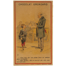 Carte réclame. Chocolat Grondard. Histoires drôles.