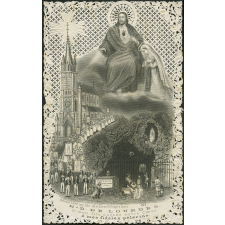 Image religieuse. N.-D. de Lourdes. O mon fils ouvrez votre coeur à mes fidèles pélerins.