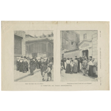 La fermeture des écoles congréganistes. Départ des Soeurs de la rue Bacon. Protestataires devant l'école de la rue Salneuve.
