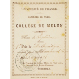 Ex-praemio . Collège de Melun.