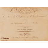 Cahier de Dessin représentant les Jeux de l'Enfance & de la Jeunesse avec une explication et une devise morale. Cahier jeux des jeunes garçons.