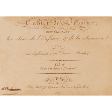 Cahier de Dessin représentant les Jeux de l'Enfance & de la Jeunesse avec une explication et une devise morale. Cahier jeux des jeunes garçons.
