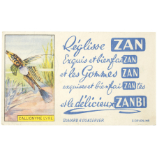 Buvard publicitaire. Callionyme Lyre. Réglisse Zan.
